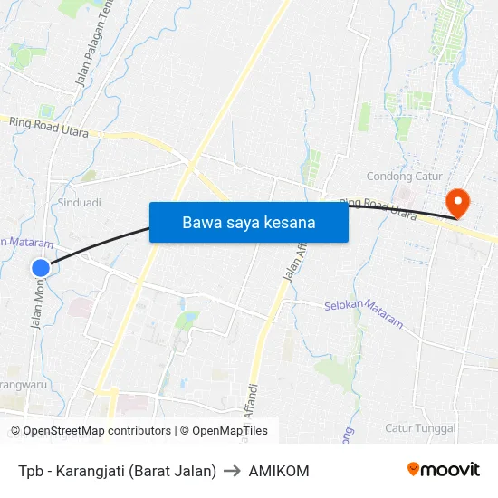 Tpb - Karangjati (Barat Jalan) to AMIKOM map