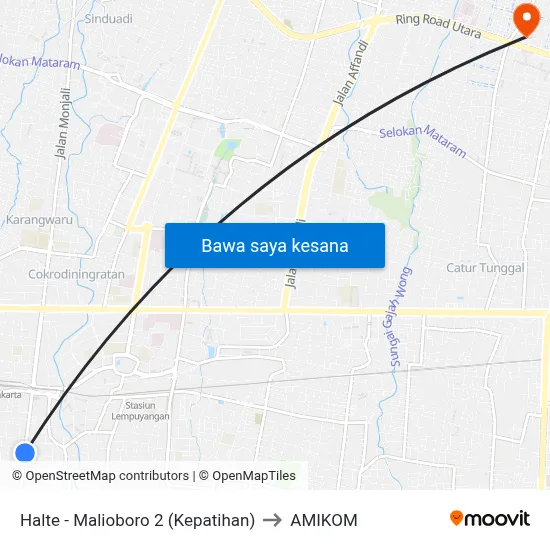 Halte - Malioboro 2 (Kepatihan) to AMIKOM map