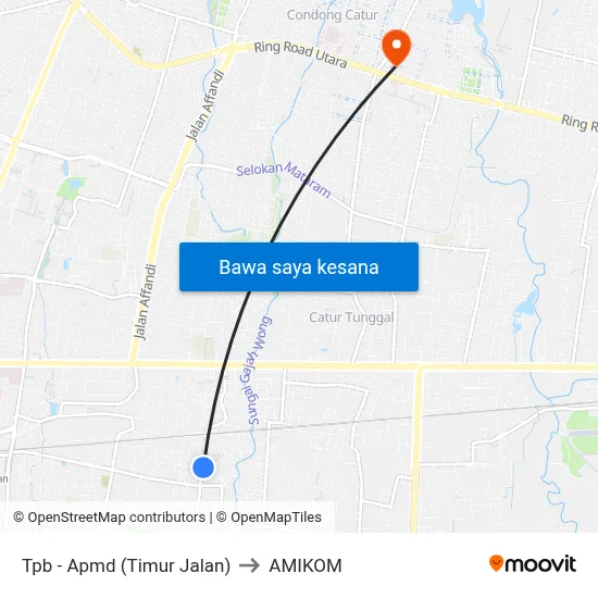 Tpb - Apmd (Timur Jalan) to AMIKOM map