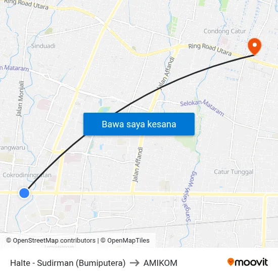Halte - Sudirman (Bumiputera) to AMIKOM map