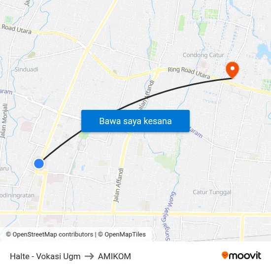 Halte - Vokasi Ugm to AMIKOM map