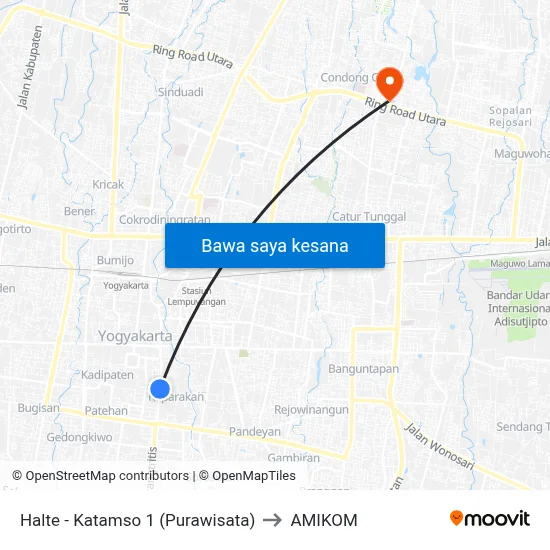 Halte - Katamso 1 (Purawisata) to AMIKOM map
