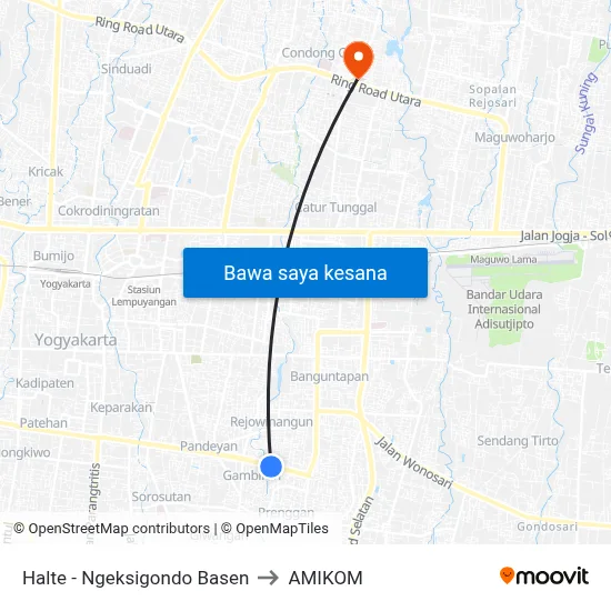 Halte - Ngeksigondo Basen to AMIKOM map