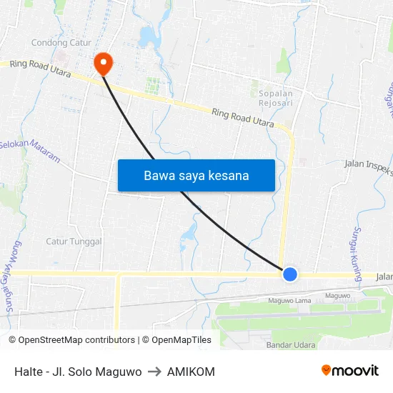 Halte - Jl. Solo Maguwo to AMIKOM map