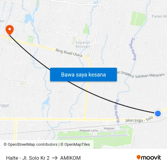 Halte - Jl. Solo Kr 2 to AMIKOM map