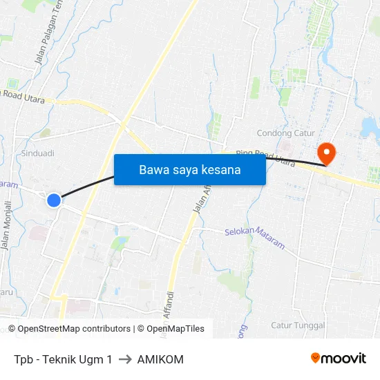 Tpb - Teknik Ugm 1 to AMIKOM map