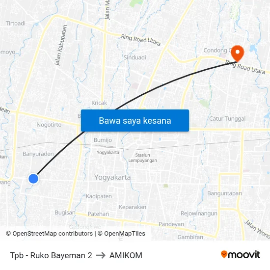 Tpb - Ruko Bayeman 2 to AMIKOM map