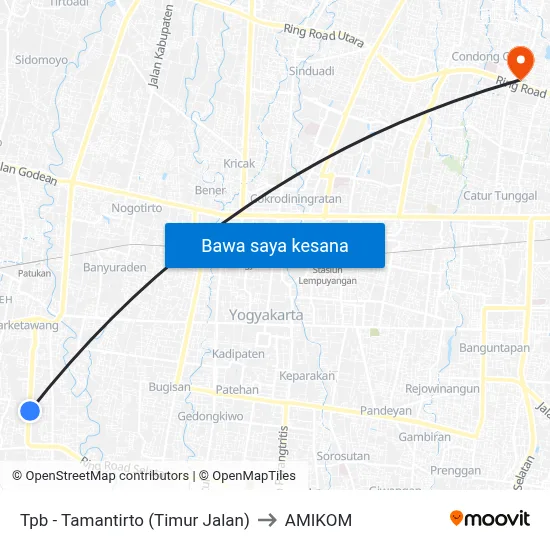 Tpb - Tamantirto (Timur Jalan) to AMIKOM map