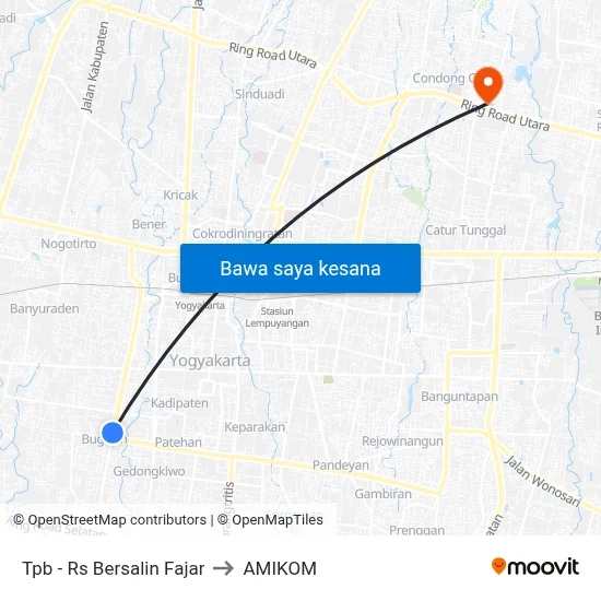Tpb - Rs Bersalin Fajar to AMIKOM map