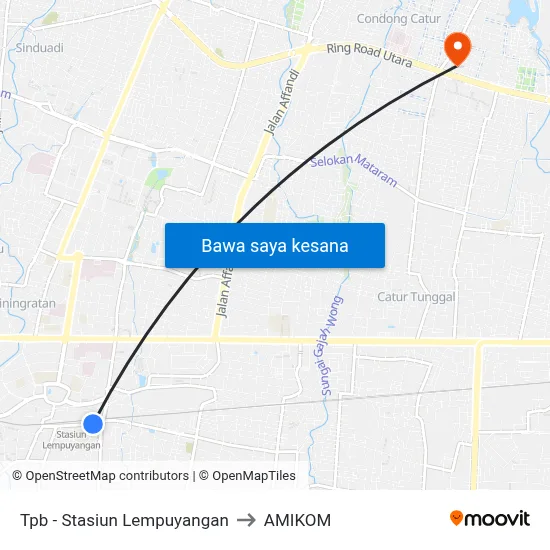 Tpb - Stasiun Lempuyangan to AMIKOM map