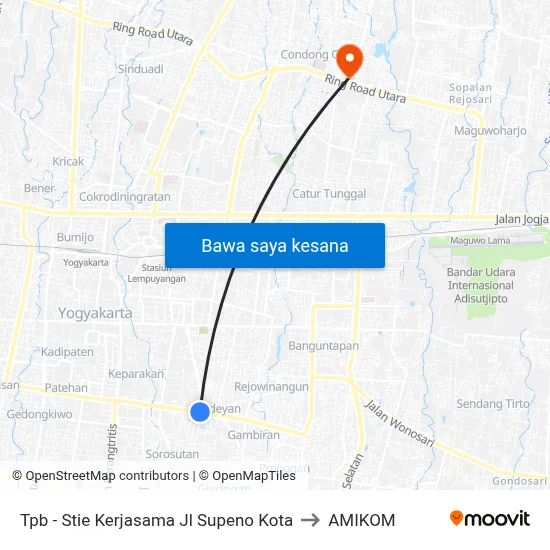 Tpb - Stie Kerjasama Jl Supeno Kota to AMIKOM map