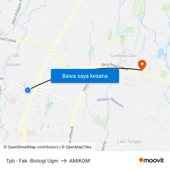 Tpb - Fak. Biologi Ugm to AMIKOM map