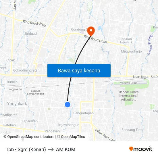 Tpb - Sgm (Kenari) to AMIKOM map