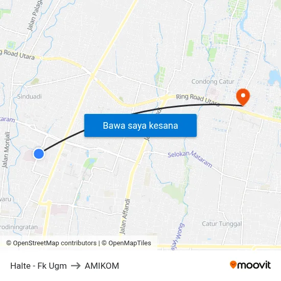 Halte - Fk Ugm to AMIKOM map