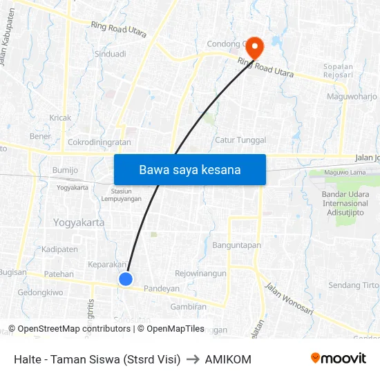 Halte - Taman Siswa (Stsrd Visi) to AMIKOM map