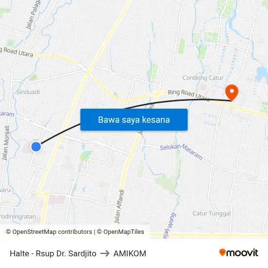 Halte - Rsup Dr. Sardjito to AMIKOM map