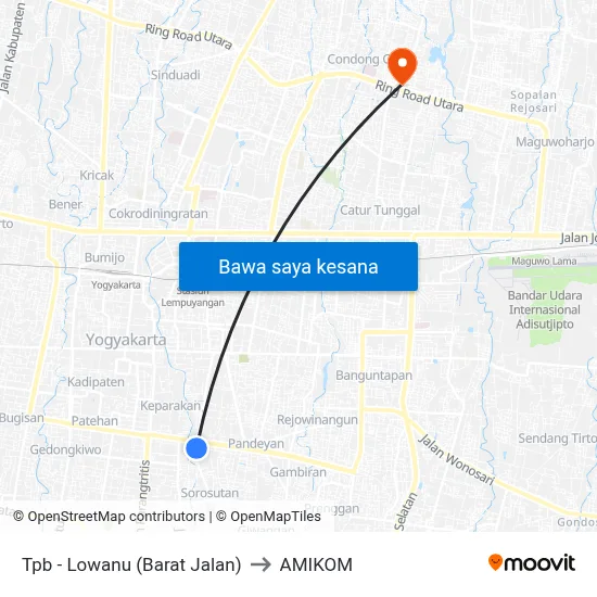 Tpb - Lowanu (Barat Jalan) to AMIKOM map