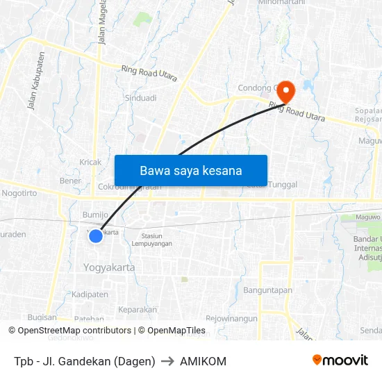 Tpb - Jl. Gandekan (Dagen) to AMIKOM map