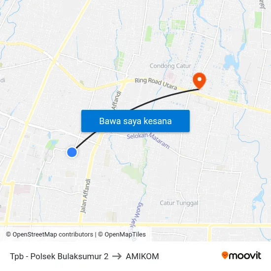 Tpb - Polsek Bulaksumur 2 to AMIKOM map