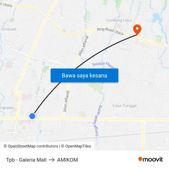 Tpb - Galeria Mall to AMIKOM map