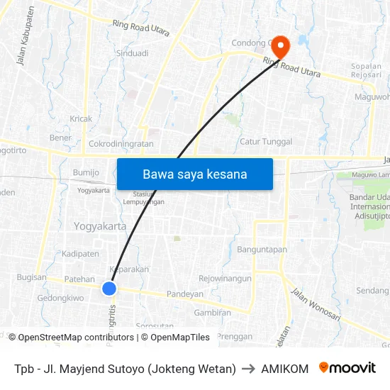 Tpb - Jl. Mayjend Sutoyo (Jokteng Wetan) to AMIKOM map