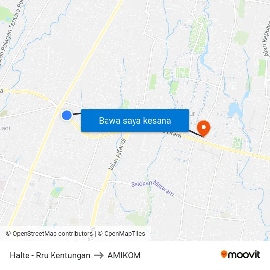 Halte - Rru Kentungan to AMIKOM map