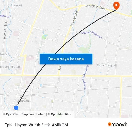 Tpb - Hayam Wuruk 2 to AMIKOM map