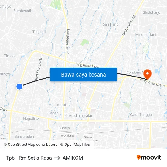 Tpb - Rm Setia Rasa to AMIKOM map