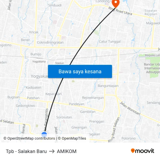 Tpb - Salakan Baru to AMIKOM map