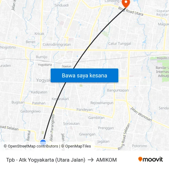 Tpb - Atk Yogyakarta (Utara Jalan) to AMIKOM map