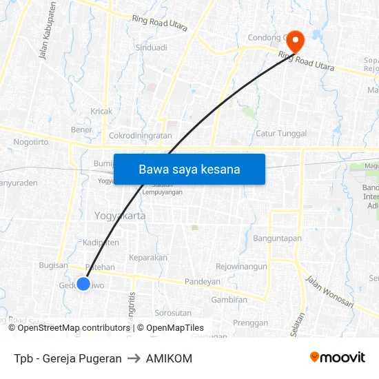 Tpb - Gereja Pugeran to AMIKOM map