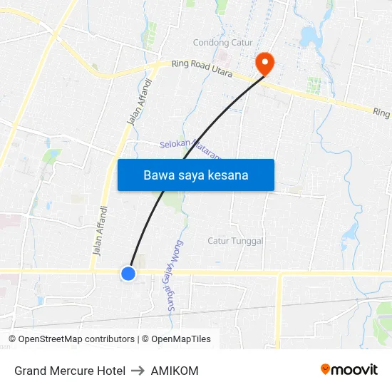 Grand Mercure Hotel to AMIKOM map