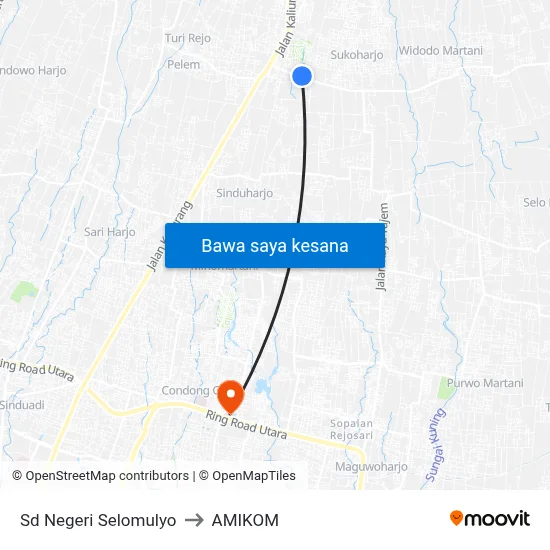 Sd Negeri Selomulyo to AMIKOM map