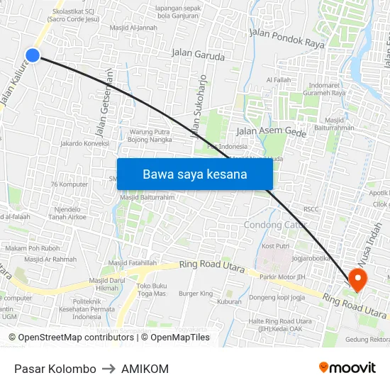 Pasar Kolombo to AMIKOM map