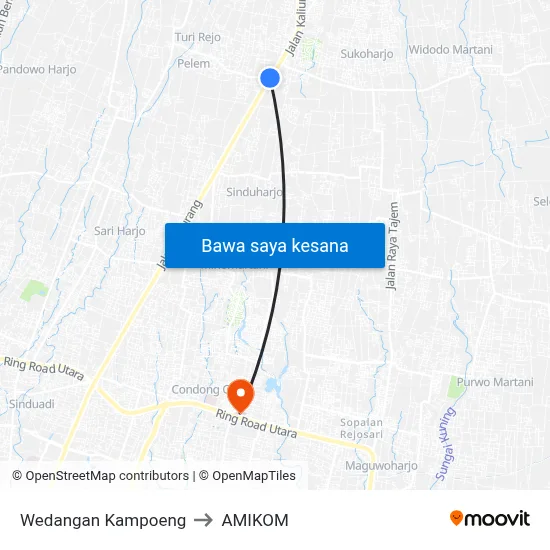 Wedangan Kampoeng to AMIKOM map