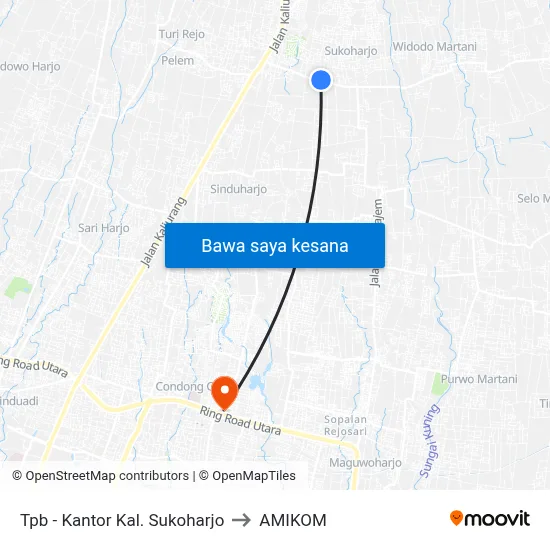 Tpb - Kantor Kal. Sukoharjo to AMIKOM map