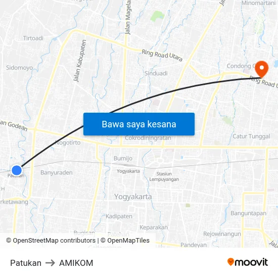 Patukan to AMIKOM map