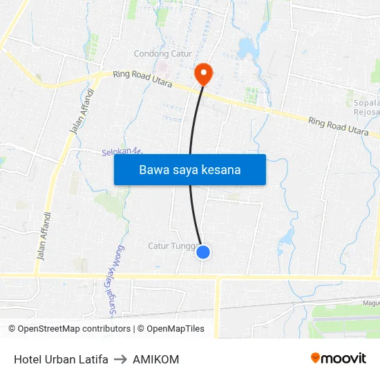 Hotel Urban Latifa to AMIKOM map