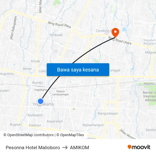 Pesonna Hotel Malioboro to AMIKOM map