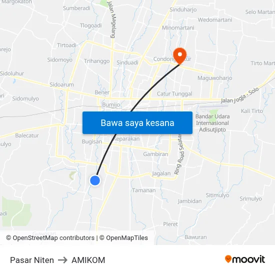 Pasar Niten to AMIKOM map