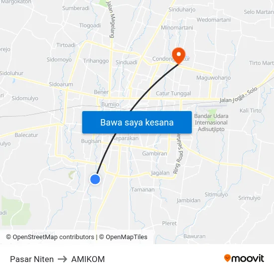 Pasar Niten to AMIKOM map