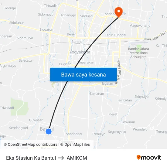 Eks Stasiun Ka Bantul to AMIKOM map