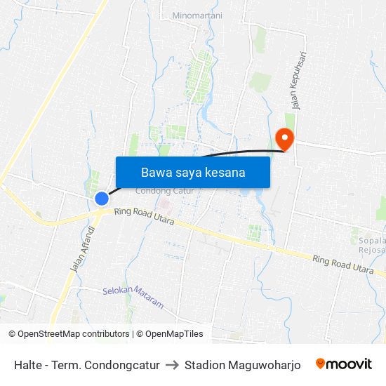 Halte - Term. Condongcatur to Stadion Maguwoharjo map