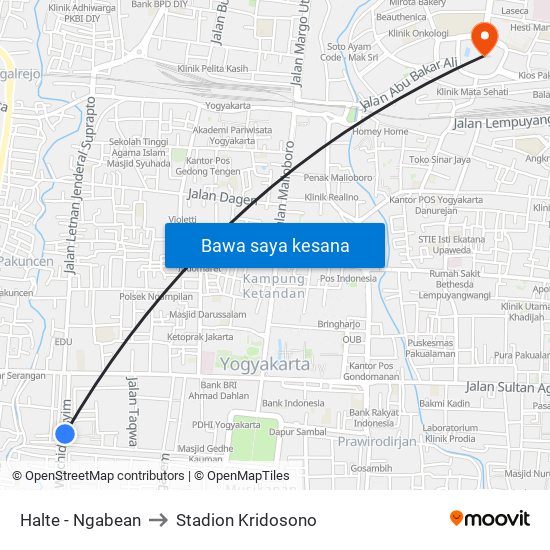 Halte - Ngabean to Stadion Kridosono map