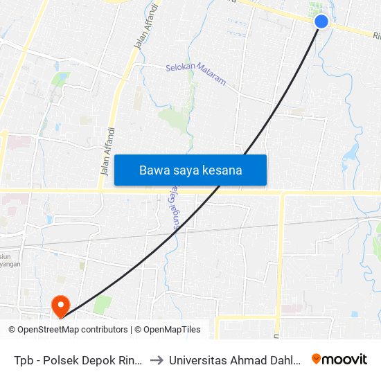 Tpb - Polsek Depok Ringroad Utara to Universitas Ahmad Dahlan Kampus 1 map