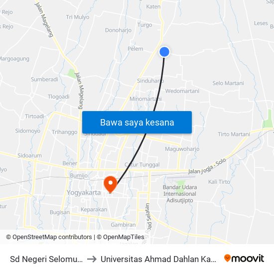 Sd Negeri Selomulyo 2 to Universitas Ahmad Dahlan Kampus 1 map