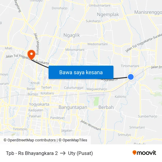 Tpb - Rs Bhayangkara 2 to Uty (Pusat) map