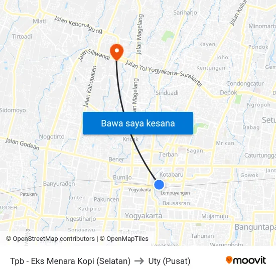 Tpb - Eks Menara Kopi (Selatan) to Uty (Pusat) map