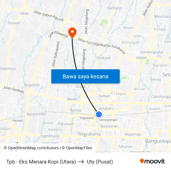 Tpb - Eks Menara Kopi (Utara) to Uty (Pusat) map