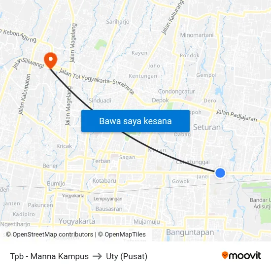Tpb - Manna Kampus to Uty (Pusat) map